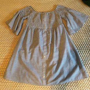 Blue & White striped button down dress